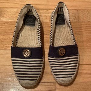 Navy Striped Woven Tory Espadrille